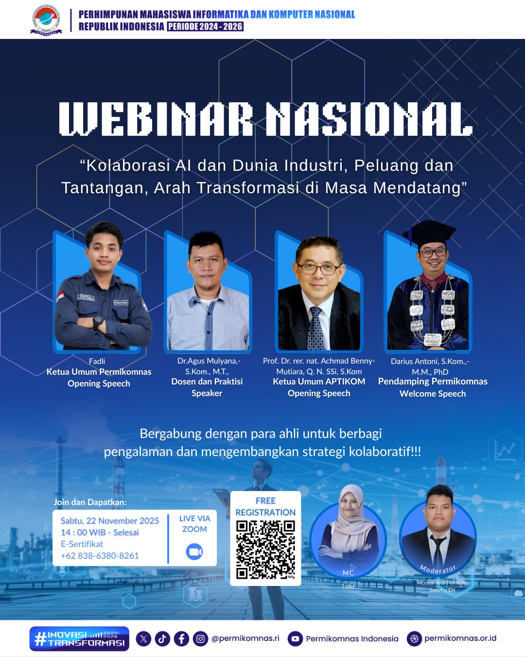 PERMIKOMNAS Gelar Webinar Nasional: Kolaborasi AI dan Dunia Industri, Peluang dan Tantangan, Arah Transformasi di Masa Mendatang